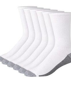 Hanes mens Hanes Men’s Socks, 6-pair Pack Max Cushion Crew, White/Grey Foot Bottom, 6 12 US