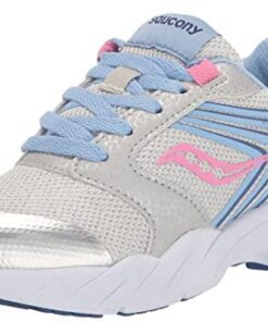 Saucony Wind FST Lac to Toe Sneaker, Silver/Blue/Pink, 1 US Unisex Big Kid