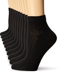 Hanes womens 10-pair Value Pack Ankle fashion liner socks, Black, 12-Aug US