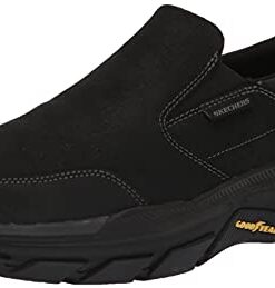 Skechers Men’s Respected-Calum Goodyear Rubber Low Profile Leather Slip On with Twin Gore Loafer, Black, 13