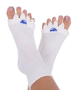 Foot Alignment Socks with Toe Separators by My Happy Feet | for Men or Women | White (Small)