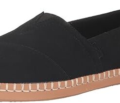 TOMS Women’s Alpargata Leather Wrap Loafer Flat, Black Suede, 8