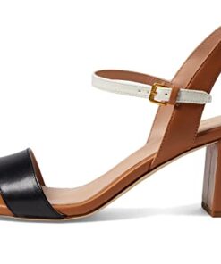 Cole Haan Women’s Josie Block Heel Sandal (65MM) Heeled, Pecan/Ivory/Black, 9