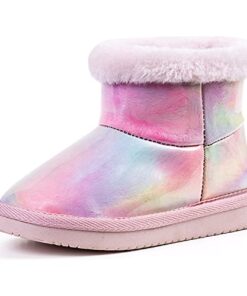 KRABOR Girls Waterpoof Snow Boots,Warm Winter Transparent Shoes with Cotton Lining for Toddlers/Little Kid Multicolor Size 7