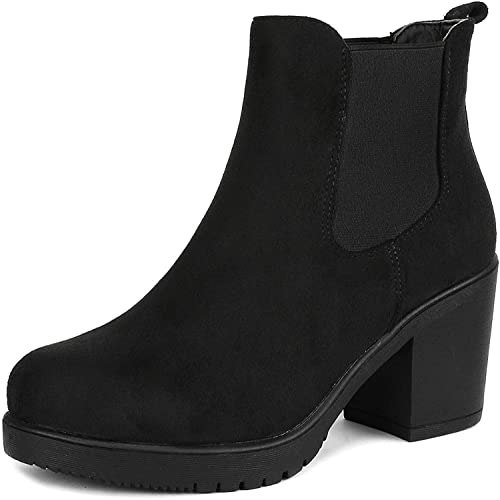 DREAM PAIRS Womens Fre Black High Heel Ankle Boots Size 8.5 B(M) Us