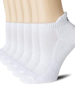 CS CELERSPORT Low Cut Athletic Running Socks Cotton Ankle Socks for Men and Women (6 Pairs), Large, White