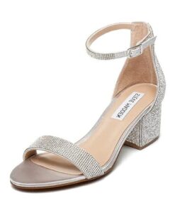 Steve Madden Women’s Irenee Heeled Sandal, Silver Rhinestone, 8