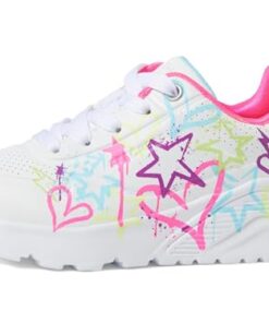 Skechers Kids Girls Uno Lite-My Drip Sneaker, White/Mint, 10.5 Little Kid