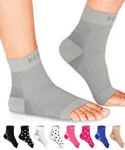 NEWZILL Plantar Fasciitis Socks with Arch Support, Best 24/7 Foot Care Compression Sleeve, Eases Swelling & Heel Spurs, Ankle Brace Support, Increases Circulation (S/M, Gray)