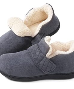 Zizor Women’s Ivy Adjustable House Shoes Indoor Outdoor (Dark Grey, Size 8)