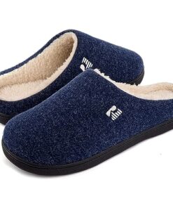 RockDove Men’s Sherpa Lined Memory Foam Clog Slipper, Size 11-12 US Men, Navy Blue