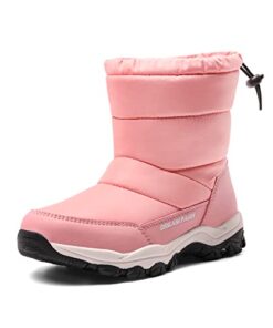 DREAM PAIRS Boys Girls Snow Boots Slip Resistant Lightweight Mid Calf Kids Winter Shoes SDSB2224K Size 5 Big Kid PINK