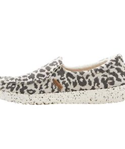 Hey Dude Women’s Misty Woven Cheetah Grey Size 7 | Women’s Loafers | Women’s Slip On Shoes | Comfortable & Light-Weight