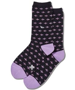 Hot Sox Women’s Fun Conversation Starter Crew Socks-1 Pair Pack-Cool & Funny Gifts, Paper Airplane (Navy), 4-10