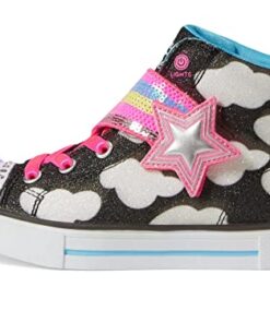 Skechers Kids Girls Toes Twinkle Sparks-Shooting Sta Sneaker, Black/Multi, 12 Little Kid