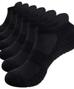 TANSTC Athletic Black Ankle Socks Low Sports Running Black Socks,Arch Support Non-Slip Ankle Socks Cushion Heel Tab Thick Cotton Socks,Mesh Ventilation Breathable Anti-Odor