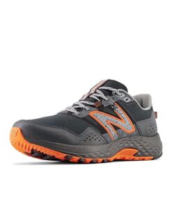 New Balance Men’s 410 V8 Trail Running Shoe, Black/Cayenne/Shadow Grey, 11.5 X-Wide