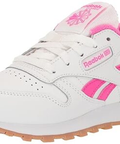 Reebok Classic Leather Sneaker, White/Laser Pink/Gum, 12.5 US Unisex Little Kid