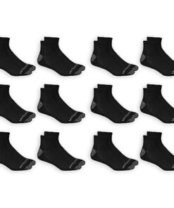 Fruit of the Loom Men’s Dual Defense Ankle Socks (12 Pack), Black, Medium (6 – 12)