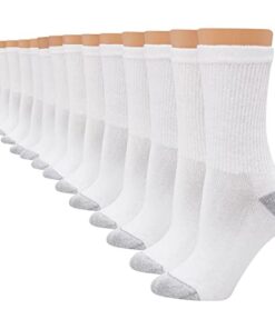 Hanes Women’s Value, Crew Soft Moisture-Wicking Socks, Available in 10 and 14-Packs, White-14, 8-12