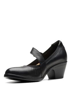 Clarks Women’s Emily 2 Mabel Pump, Black Leather, 7.5