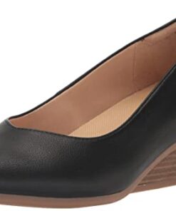 Dr. Scholl’s Shoes Women’s Be Ready Wedge Pump, Black Smooth, 8