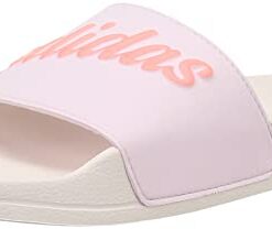 adidas Women’s Adilette Shower Slides Sandal, Almost Pink/Acid Red/Chalk White, 10
