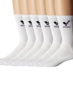 visboi Women’s and Men’s 6 Pairs Everyday Cushioned Crew Socks (US, Alpha, Large, Regular, Regular, White)