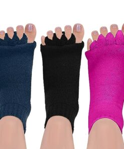 SPORCLO 3 Pairs Toe Separator Socks for Women Yoga Gym Toeless Socks Comfy Foot Alignment Socks For Hammer Bunion Pain Relief