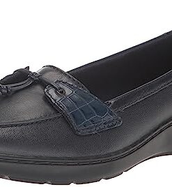 Clarks Women’s Cora Haley Loafer, Navy Leather, 10