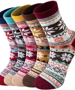 coclothy Socks for Women 5 Pairs Winter Socks for Women Cold Weather Thick Cozy Knit Warm Socks for Women Winter Thermal