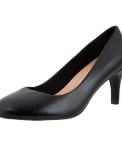 Comfort Plus by Predictions Women’s Black Karma Mid-Heel Round Toe Pump 12 Wide