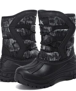 Yeerovan Boys Girls Snow Boots Cold Weather Shoes Winter Boot Waterproof Slip Resistant (T5 Black/Grey 33)