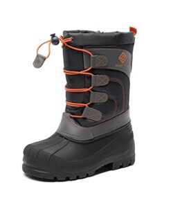 DREAM PAIRS Boys Girls Navy Grey Orange Winter Waterproof Snow Boots Size 1 M US Little Kid Knorth