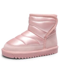 DREAM PAIRS Girls Boys Snow Boots Kids Winter Ankle Shoes Faux Fur Lined Pink Size 2 Little Kid SDSB2306K