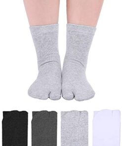 4 Pairs Flip Flop Socks Tabi Split Toe Socks Toe Socks for Men Women Supplies (Black, white, dark grey, light grey)