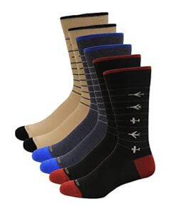 Rockport Men’s Airplane Socks 6 Pair, Assorted, Shoe Size: US 8-12 / EU: 41-45