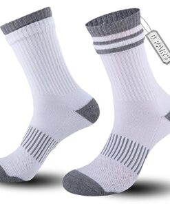 COOPLUS 6 Pairs Mens Athletic Crew Socks Cushioned Moisture Wicking Running Sports Mid Calf Work Socks