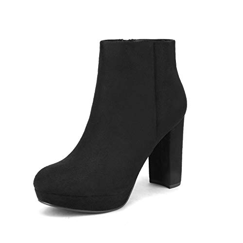 DREAM PAIRS Womens Stomp Black High Heel Ankle Bootie Size 6 B(M) US