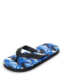 The Children’s Place Boys Everyday Flip Flops, Blue Sharks, 1-2 Big Kid