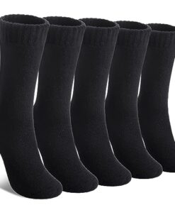 LINEMIN Wool Socks for Women Winter Warm Hiking Thick Warm Cozy Boot Crew Gift Socks 5 Pairs (Black)