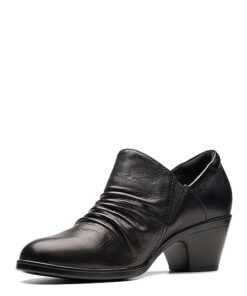 Clarks Women’s Emily 2 Cove Pump, Black Leather, 9