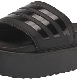 adidas Women’s Adilette Platform Slide Sandal, Black/Black/Black, 8
