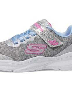 Skechers Kids Girls Power Jams-Everyday Bestie Sneaker, Light Grey, 13.5 Little Kid