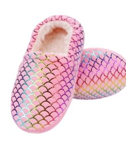 Girls Slippers Mermaid Princess No-Slip Comfy House Slippers Memory Foam House Shoes for Girls Bedroom Indoor Outdoor