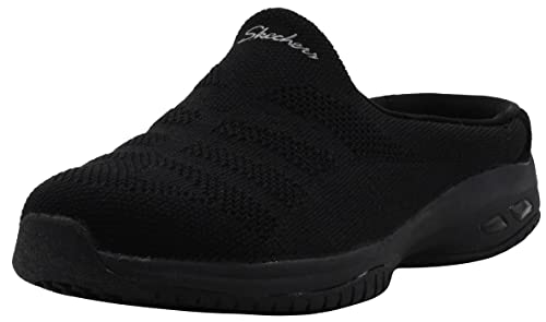 Skechers Women’s Commute-Knitastic-Engineered Knit Open Back Mule, Black, 8 W US