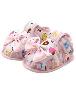 WUAI-Baby Shoes Infant Boys Girls Summer Sandals Rubber Sole Anti-Slip Sneakers Prewalkers First Walker Crib Shoes(Pink,0~6 Month)