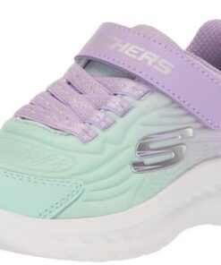 Skechers Kids Girls Jumpsters-Tech Sneaker, Lavender/Turquoise, 13 Little Kid