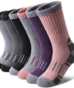 DOSKONI Kids Merino Wool Hiking Socks Boys Girls Toddlers Winter Warm Thick Thermal Cushion Crew Gift Socks 6 Pairs Wool Socks,8-12 Year Old