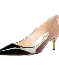 JOY IN LOVE Women’s Shoes Low Heels Pointy Toe Kitten Heel Daily Pumps Nude Black 8 US